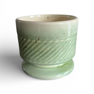 Vintage Celadon Green Pottery Planter Flower Pot Signed